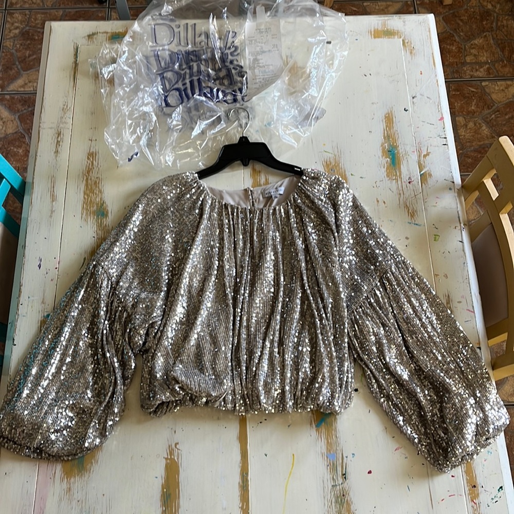 Gianni Bini silver sequin top in size XS. Like new.